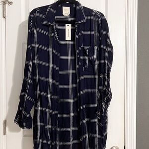 Francesca's Collections Navy and White T-Shirt Dress